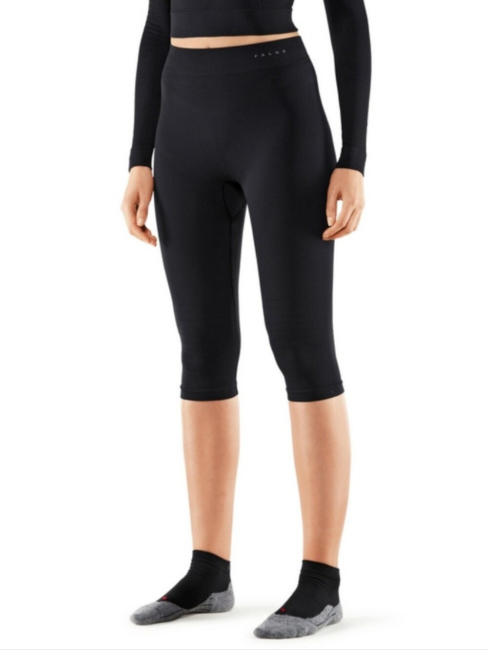 Falke 3/4 Tights Straight Legging Womens S Black Base Layer Luxury Minimalist